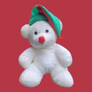 Rare 1988 Vintage Chrisha Playful Plush Christmas Teddy Bear In Great Cond.